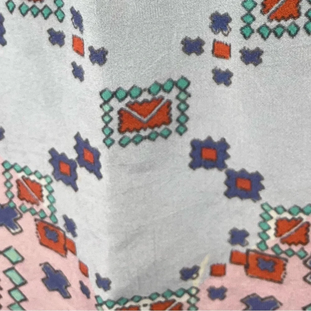 Johnny Was multi color tunic sheer tie blouse size XS